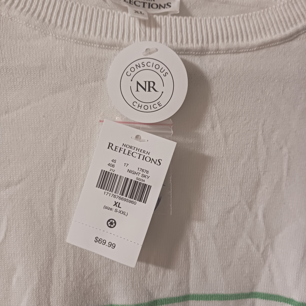 Northern Reflections White and Blue Striped Long Sleeve Shirt - Picture 3 of 4